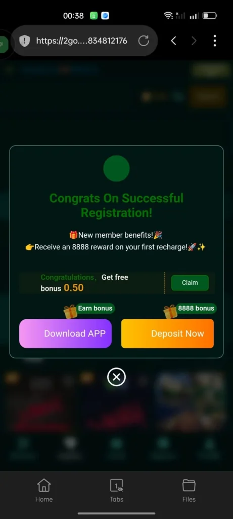 2Go Game Welcome Bonus